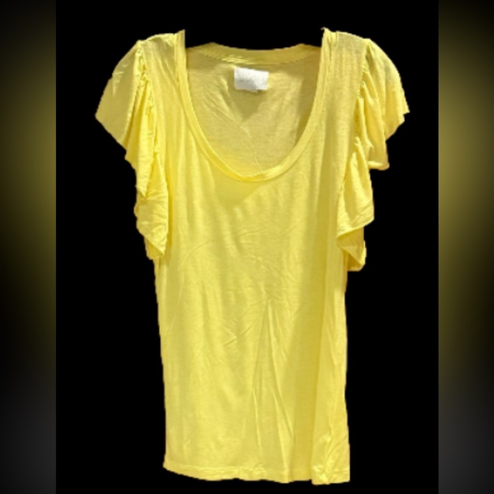 Anthropologie Deletta Yellow Flutter Sleeve Tunic Top Size XS